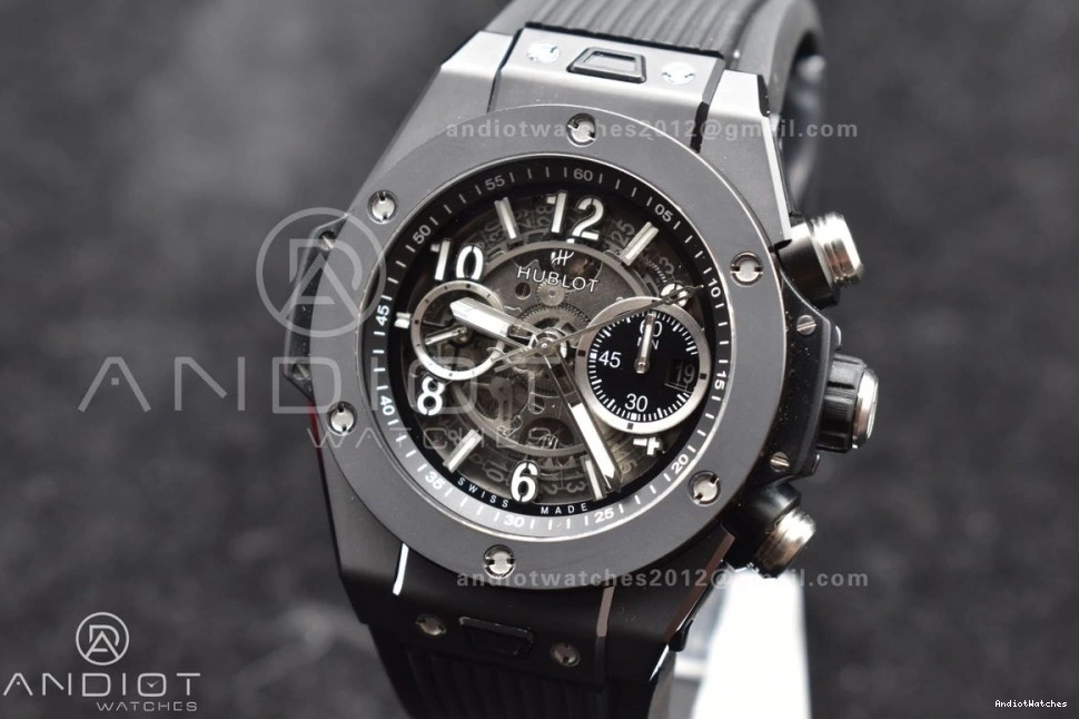 Strap Titanium 1:1 Black Best Unico Skeleton Edition Dial Sporty Bang Big Black On ZF 898 Rubber Hublot A 1224